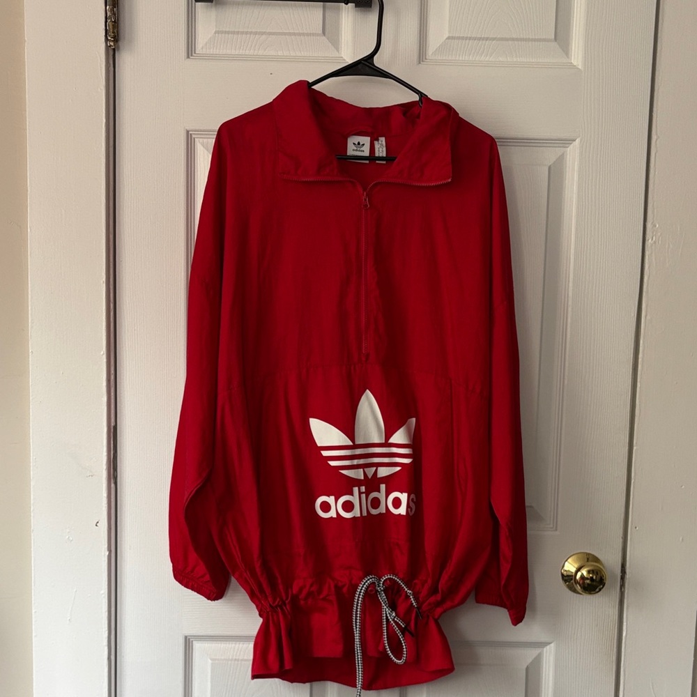 Adidas Red Half-Zip Windbreaker